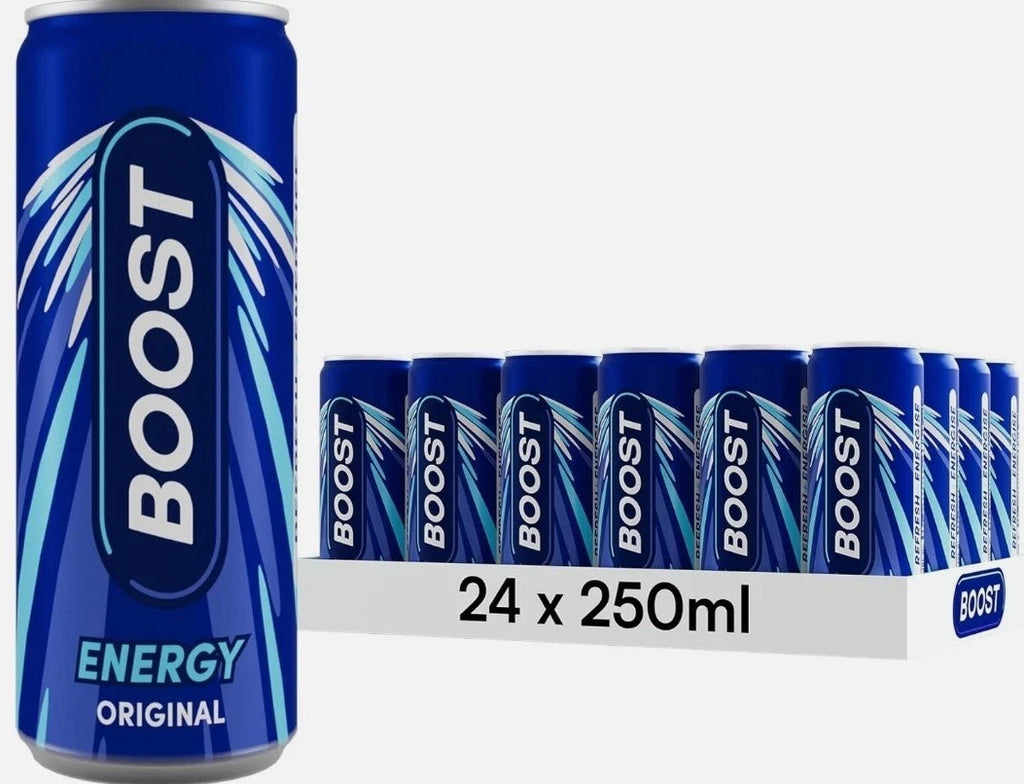 Boost Energy Drink Original Flavour 250ml Cans, With Caffeine, Pack of 24