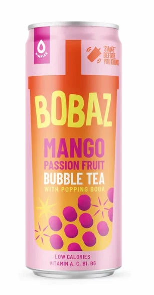 Bobaz Bubble Tea Mango & Passionfruit, 310ml Pack of 12