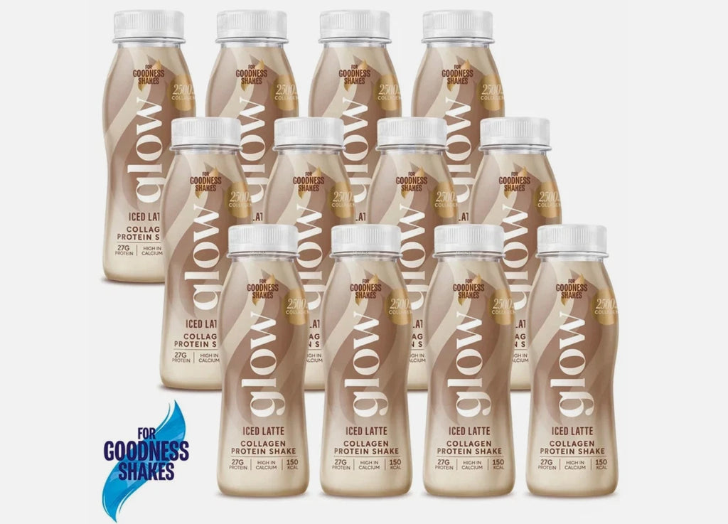 For Goodness Shakes Glow Collagen Iced Latte Protein Shake Drink Pack 12 x 250ml
