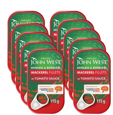 John West Mackerel Fillets Skinless and Boneless in Tomato Sauce 115g x 10
