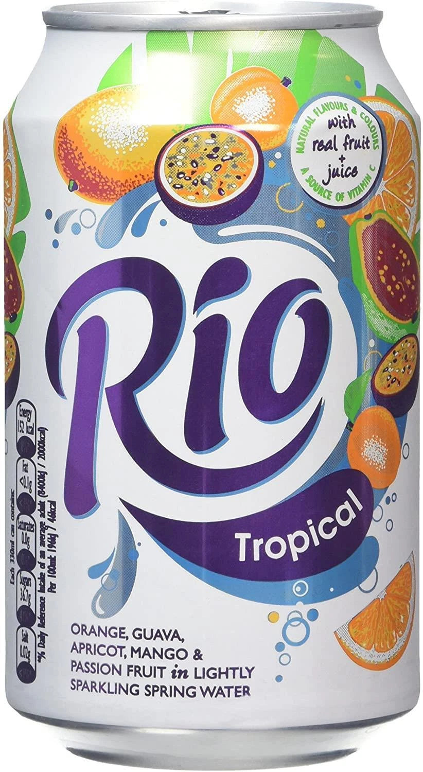 Rio Tropical Soft Drink Orange Guava Apricot Mango Passion Fruit Pack 24 x 330ml