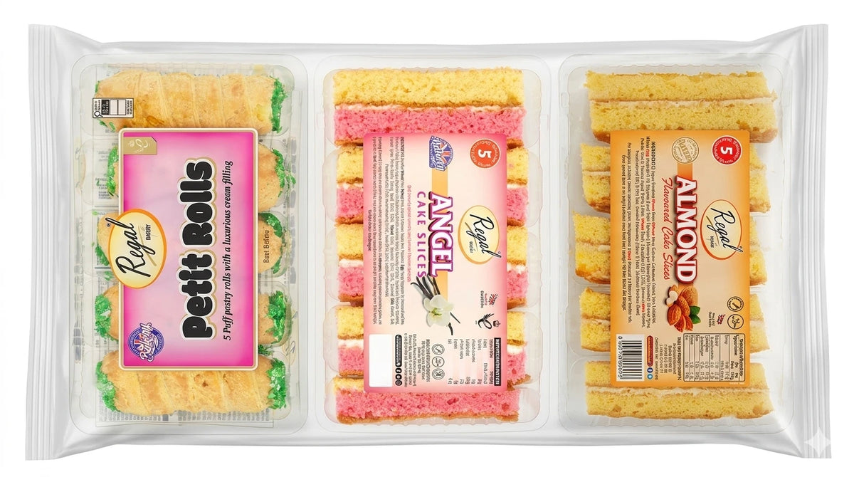 Regal Bakery Petit Rolls, Angel Cake Slices, and Almond Cake Slices Variety Pack