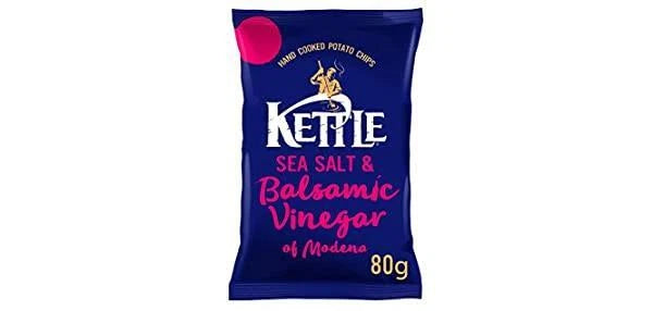 Kettle Chips Sea Salt & Balsamic Vinegar of Modena Potato Crisp Box Pack 12x80g