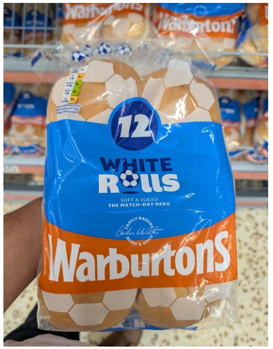 Warburtons White Rolls, Soft and Sliced, Pack of 12 x 2 Pack