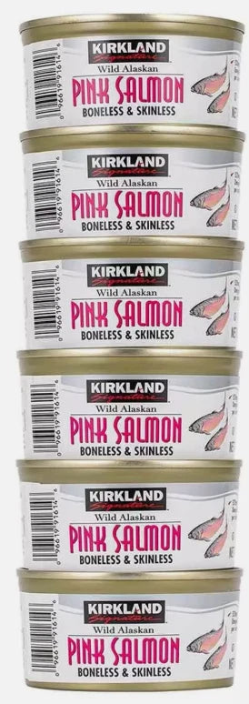 Kirkland Signature Wild Alaskan Pink Salmon Boneless & Skinless Cans Pack 6x170g