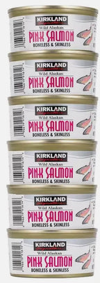 Kirkland Signature Wild Alaskan Pink Salmon Boneless & Skinless Cans Pack 6x170g