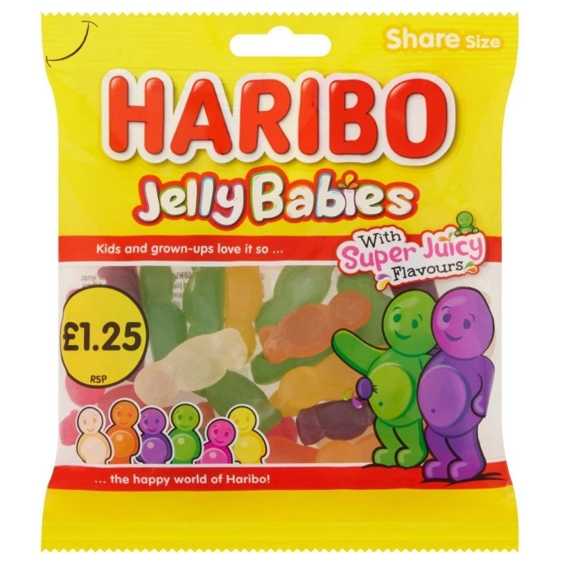 Haribo Share Bags 140g Fruity Fizzy Gummy Jelly Sweets Assorted Flavours 12 Pack