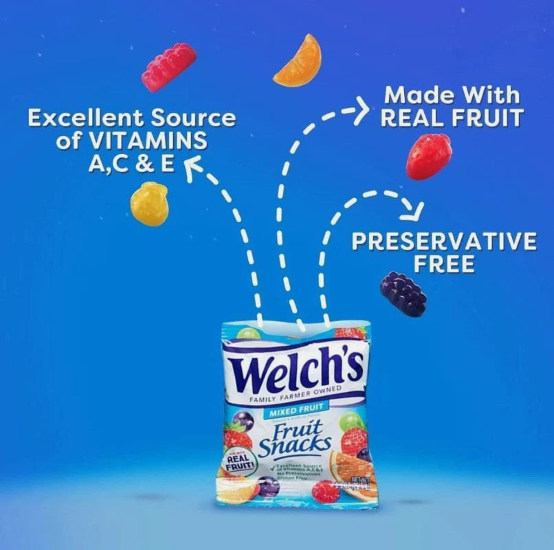 Welch's Mixed Fruit Snacks, Made With Real Fruit, Gluten Free 80 x 25g Pouches
