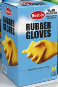 Bestin Rubber Gloves with Cotton Flock Lining Non Slip Grip - Large Pack of 6