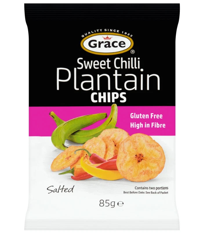 Grace Salted Sweet Chilli Plantain Chips 85g x 9 Gluten Free, Vegan