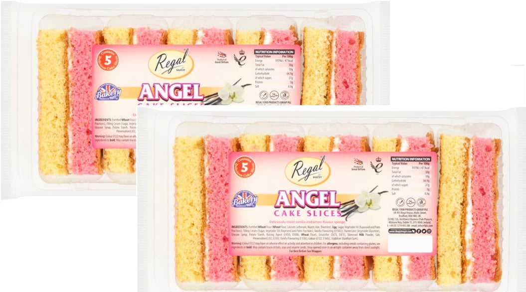 Regal Bakery 5 Angel Cake Slices (Pack of 2) Perfect Choice for Every Occasion