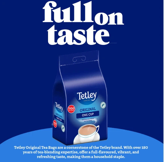 Tetley 1 One Cup Black Fresh Catering Size Sealed Pack of 1100 Tea Bags 2.5kg