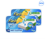 Flash Speedmop Wet Cloths Lemon Multi-Surface Refills Pack of 2 x 24
