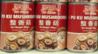 Po Ku Mushroom Shiitake in Water, 284g, Vegan, Canned, Ready-to-Use, Pack of 3