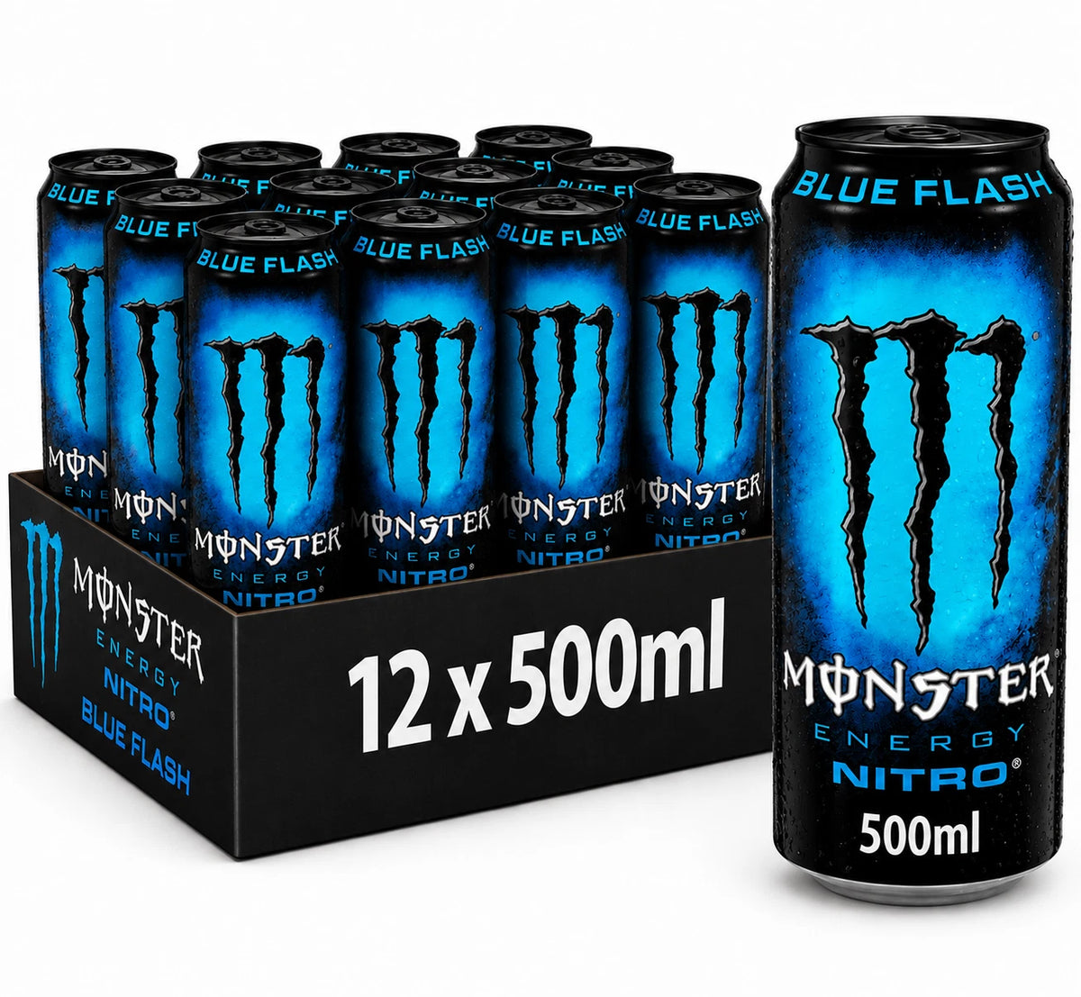 Monster Nitro Blue Flash Energy Drink 500ml Pack of 12