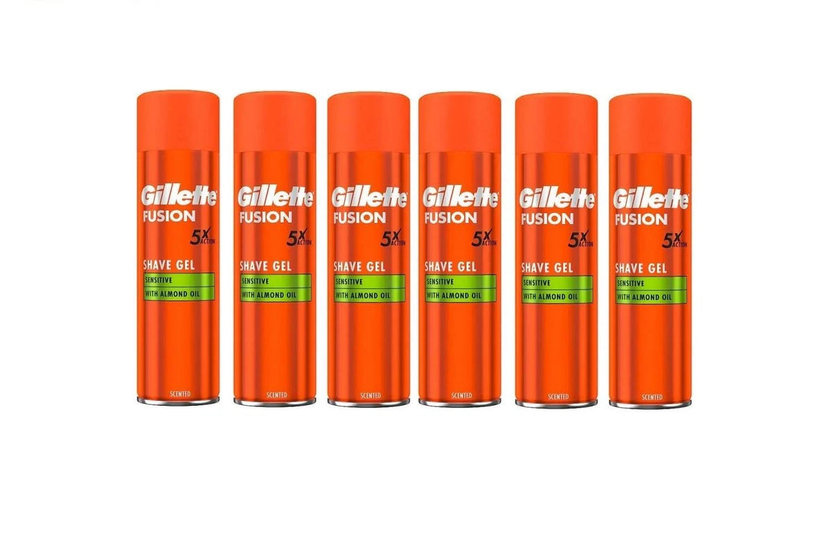 Gillette Fusion5 Ultra Sensitive Men's Shaving Gel, 6 x 200ml