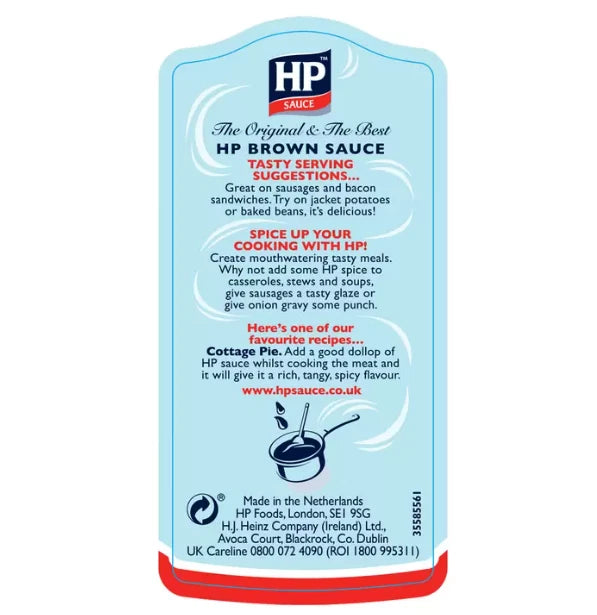 HP Brown Sauce Original Meat Spice Rich Tangy BBQ Rich Flavour Taste Pack 2x600g