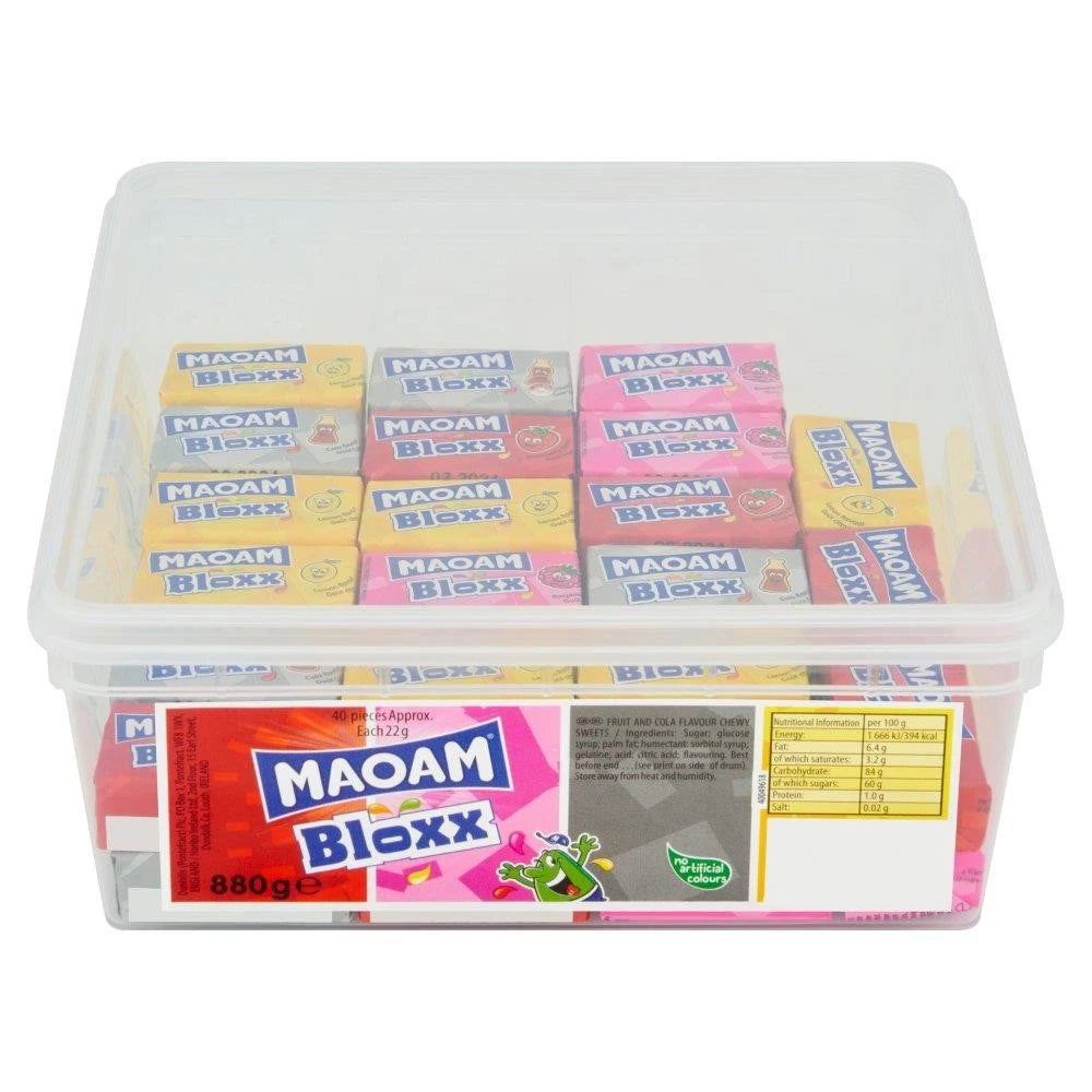 Haribo MAOAM Bloxx Fruit & Cola Flavour Chewy Sweets Tub 880g
