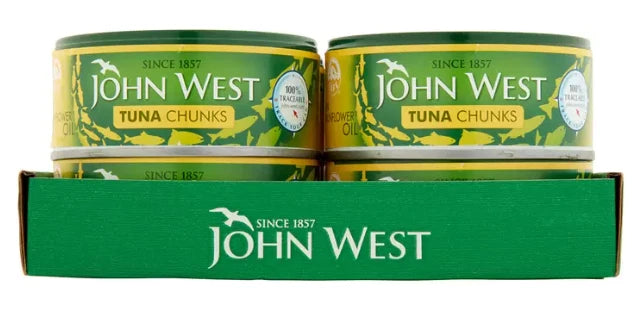 John West Tinned Tuna Wild Pacific Red Salmon Mackerel Fillets Tuna Chunks Sardi