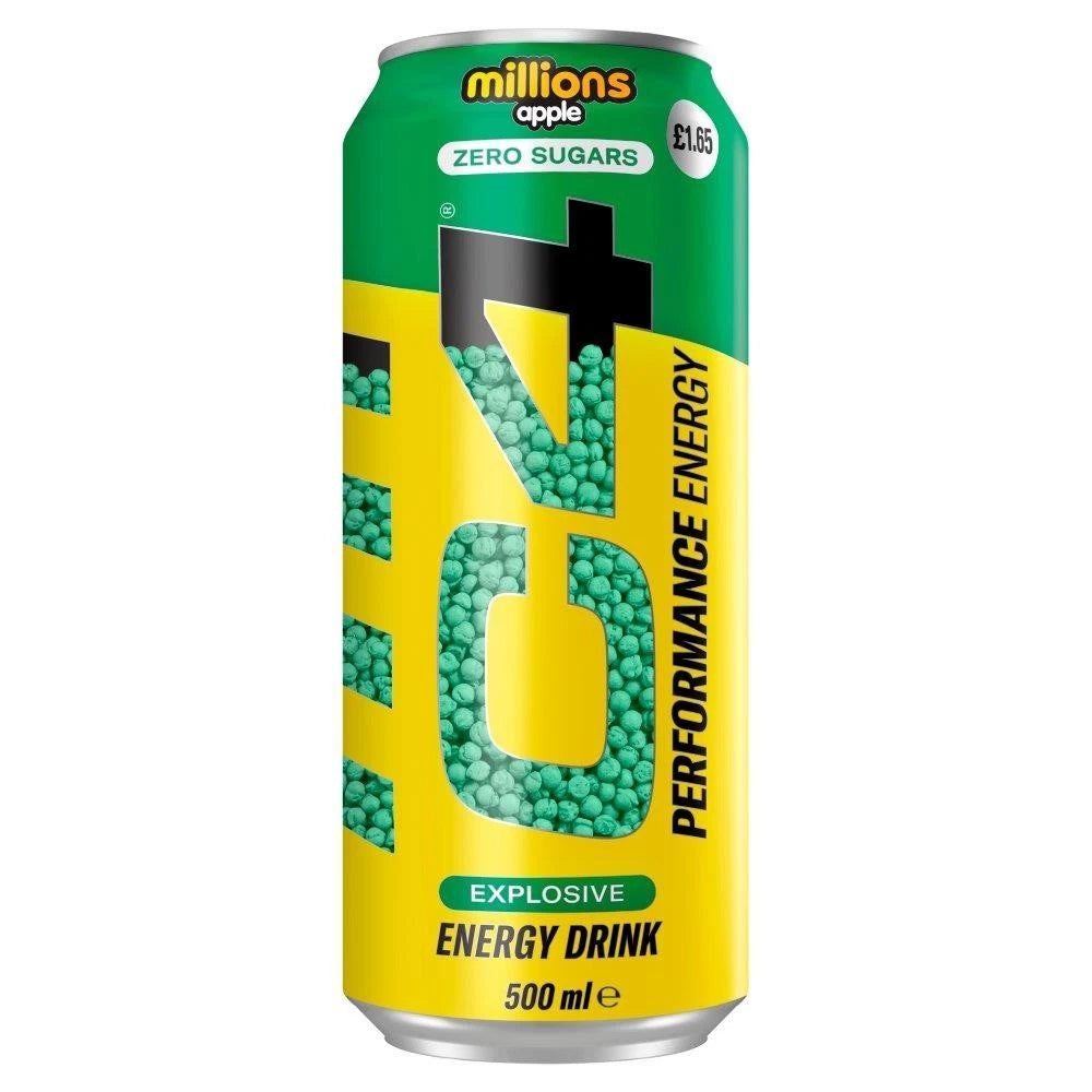 C4 Performance Energy Drink Millions Apple Zero Sugars 500ml Pack of 12