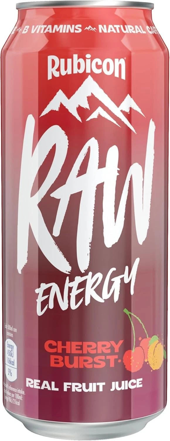 Rubicon Raw Energy Cherry Burst Drink Can 500ml x 12