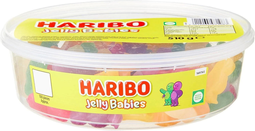 HARIBO Jelly Babies Sweets Tub With Super Juicy Flavours 510g