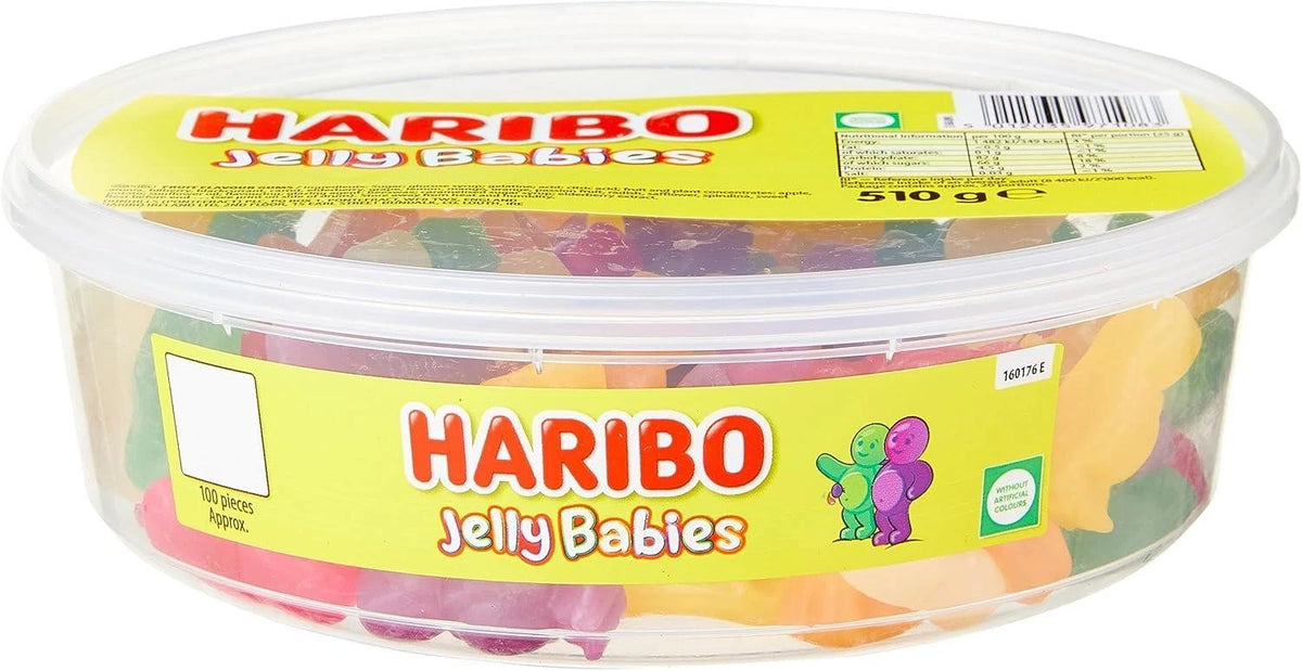 HARIBO Jelly Babies Sweets Tub With Super Juicy Flavours 510g