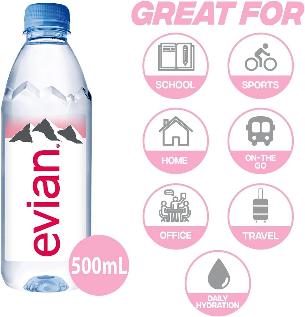 Evian Natural Mineral Spring Water 330ml Pack of 24