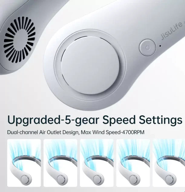 Jisulife Portable Personal Neck Fan 2 Pack Rechargeable Hands Free Bladeless