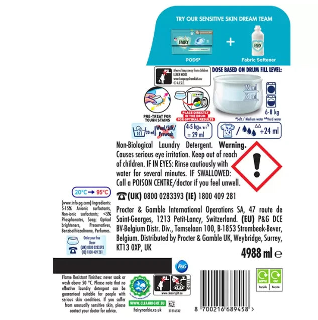 Fairy Non Bio Laundry Liquid, 172 Wash, 4.988L