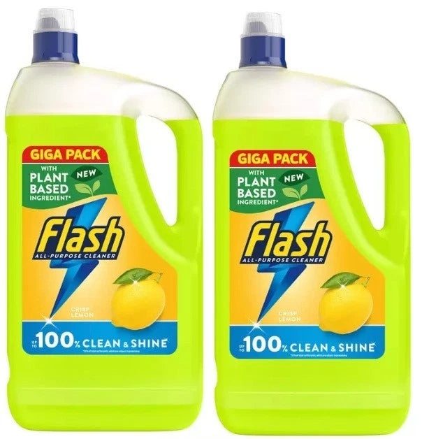 Flash Lemon All Purpose Liquid Cleaner, 5L Pack of 2 Bottles