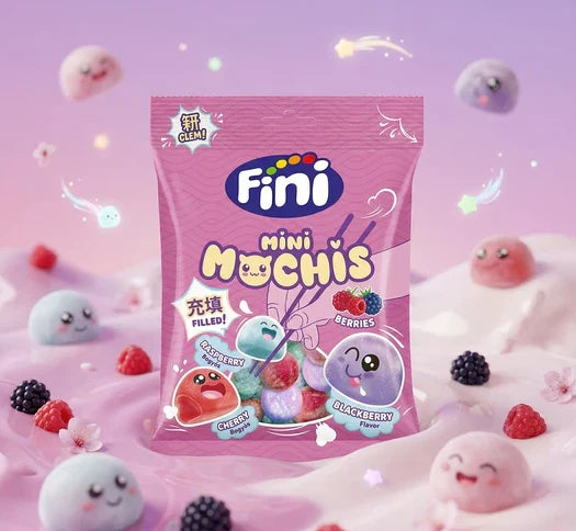 Fini Mini Mochis Berires Soft Jelly Centre Sweets Bag 90g Pack of 12