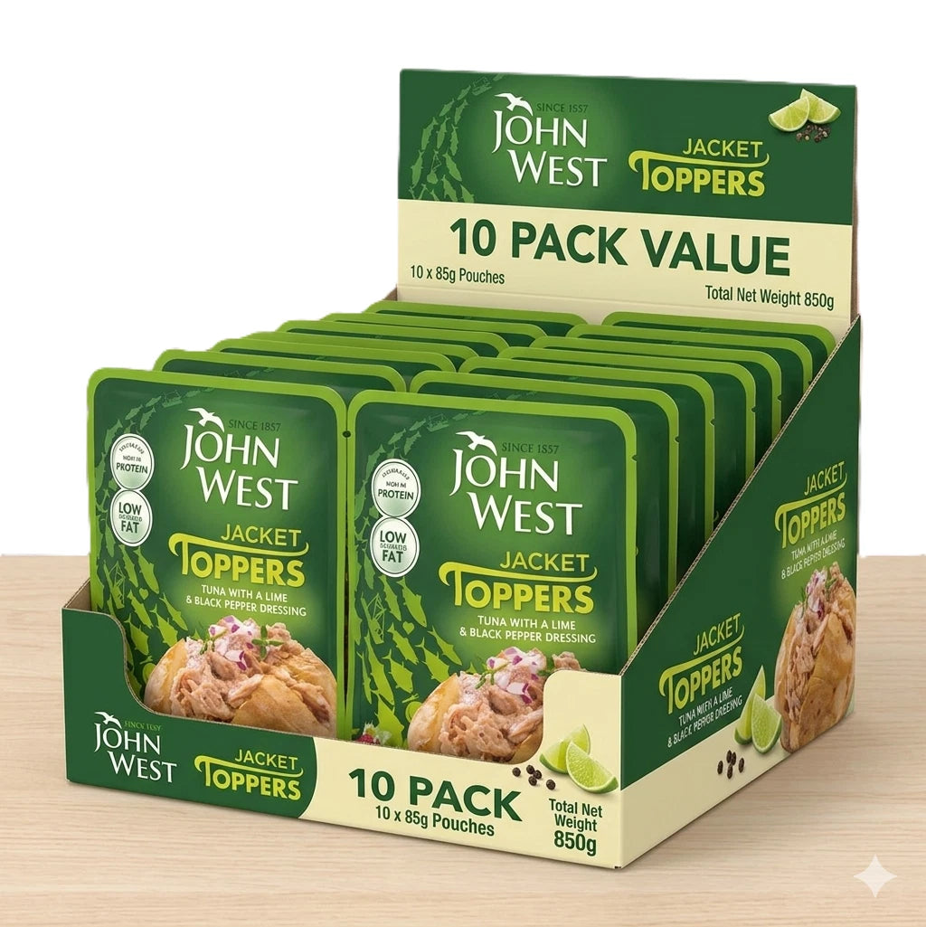 John West Jacket Toppers Tuna with a Lime & Black Pepper Dressing 85g x 10