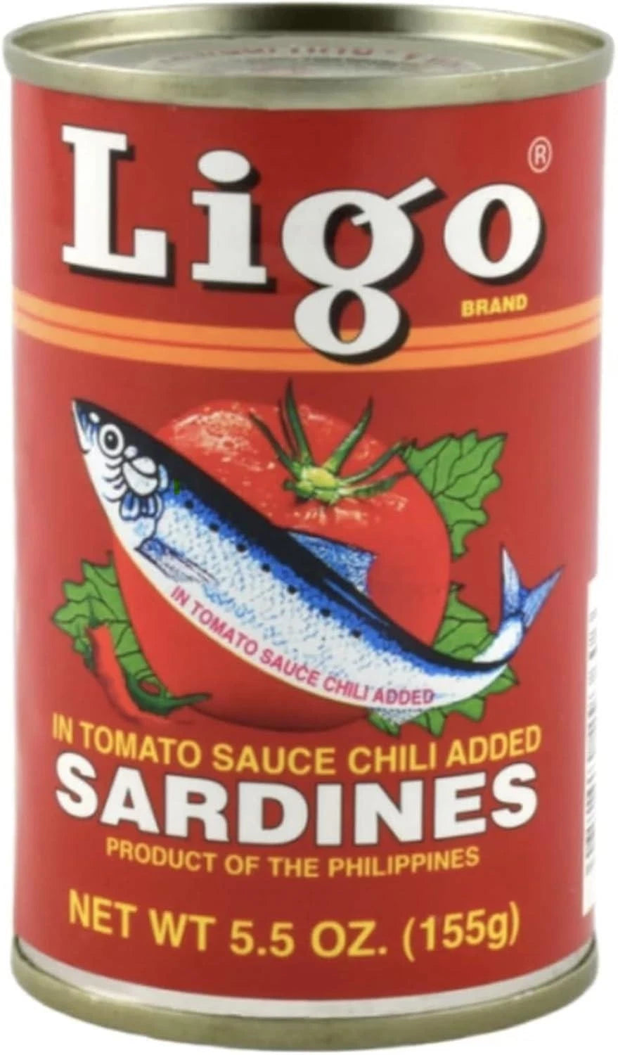 Ligo Sardines In Tomato and Chilli Sauce Wild-Caught Sardines 155g (Pack of 8)