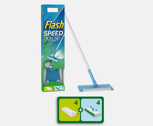FLASH Speed-Mop Starter Kit 4 Dry Sweeping Pads, 4 Wet Mopping Cloths Refill