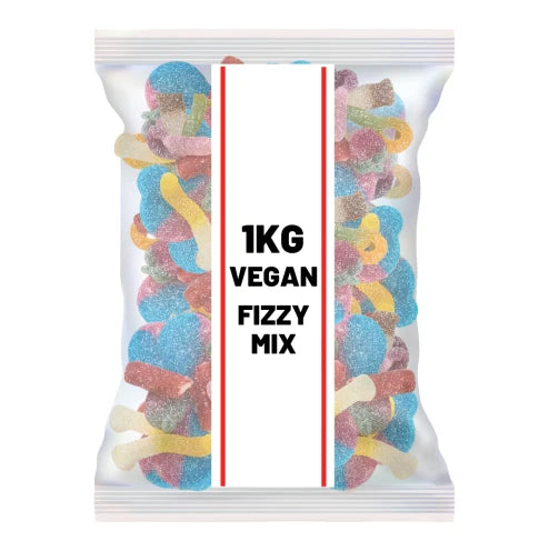 Vegan Fizzy Mix, 1kg Bag, Assorted Fruity Sour Sweets