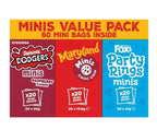 Fox's Mini Biscuits Variety Pack, Party Rings & Maryland, 60 Mini Bags, 20g Each