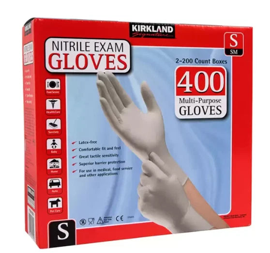 Kirkland Signature Small Nitrile Exam Medical Food Gloves Latex , 2 x 200 Pack