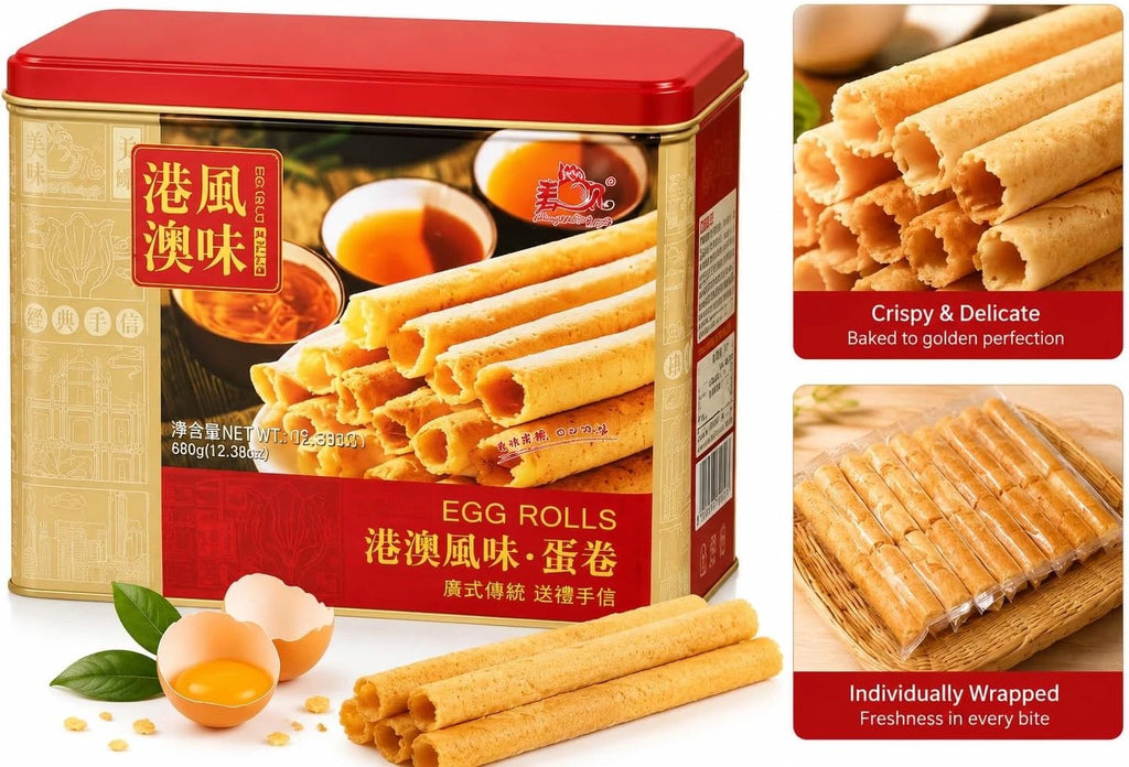 Hong Kong Macau Style Egg Rolls Tin 680g Made with Fresh Eggs