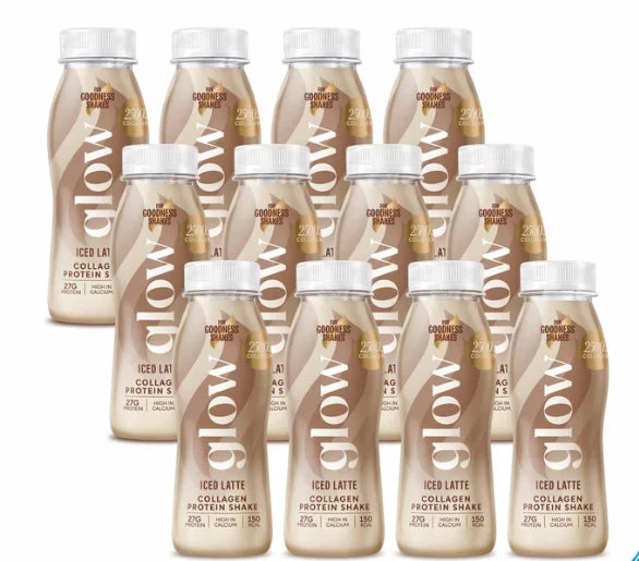 For Goodness Shakes Glow Collagen Iced Latte Protein Shake Drink Pack 12 x 250ml