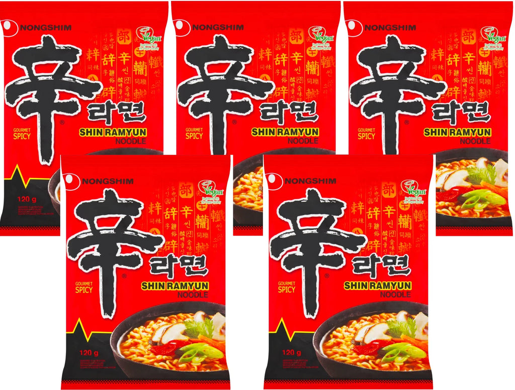 Nongshim Shin Ramyun Gourmet Spicy Instant Noodles 120g Halal (Pack of 5)