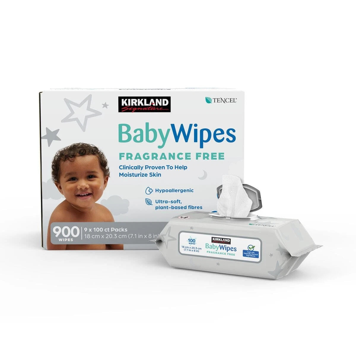 Kirkland Signature Tencel Ultra Soft Baby Wipes 900 Extra Large Wet Wipes NEW