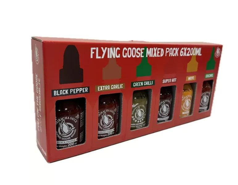 Flying Goose Sriracha Chilli Sauce Selection Mix Flavours Spicy Set Pack 6x200ml