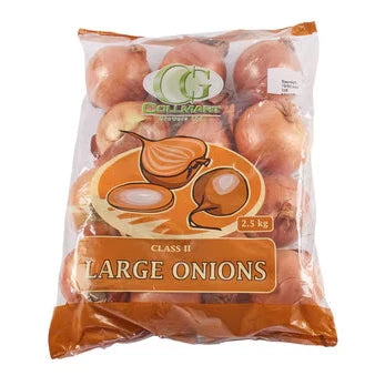 Fresh Large Onions, Class 2, 2.5kg Bag For Everyday Cooking