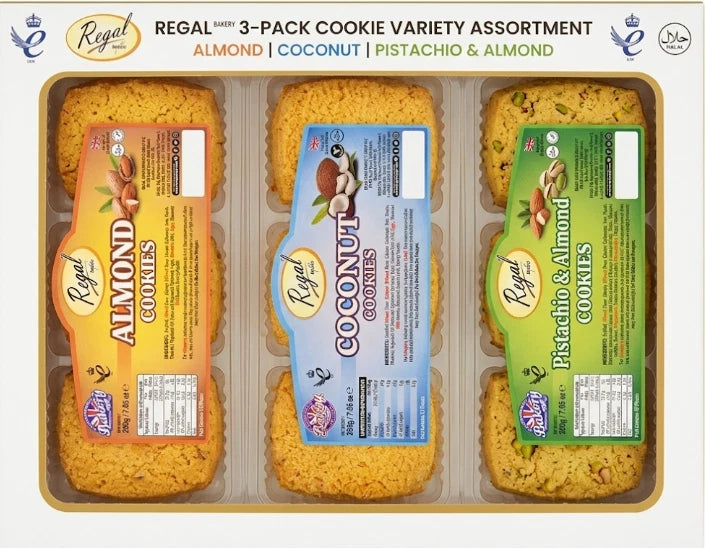 Regal Bakery Cookie Variety Assortment, Almond, Coconut and Pistachio, 200g