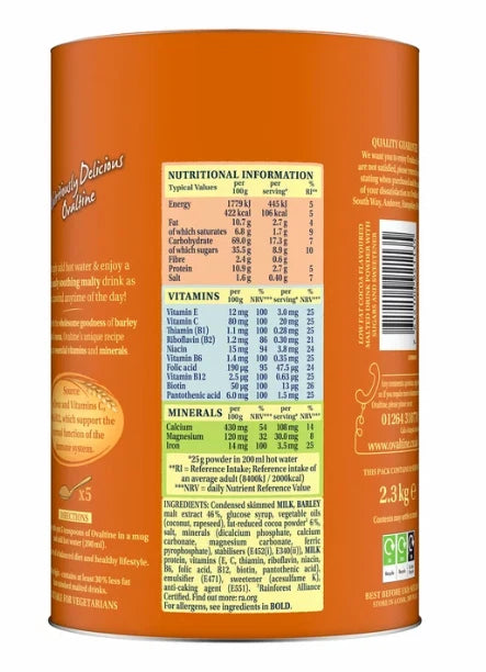 Ovaltine Nutritiously Delicious Original Light Malted Drink 2.3kg Damaged Box