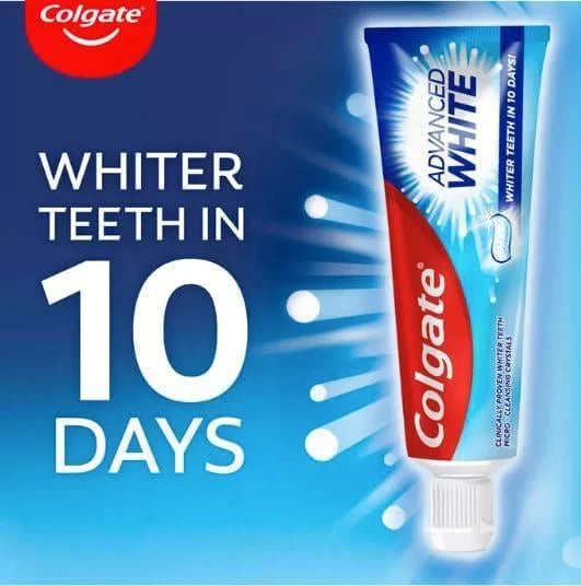 Colgate Advanced White Whitening Toothpaste Whiter Teeth - Pack of 6 x 125ml