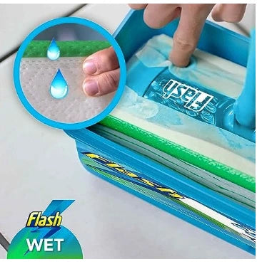 FLASH Speed-Mop Starter Kit 4 Dry Sweeping Pads, 4 Wet Mopping Cloths Refill