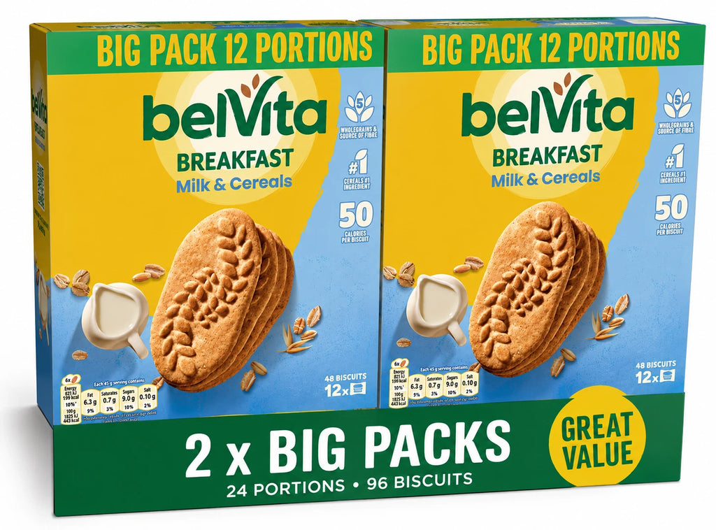 Belvita Breakfast Biscuits Milk & Cereals, 12 x 45 g (Pack of 2)