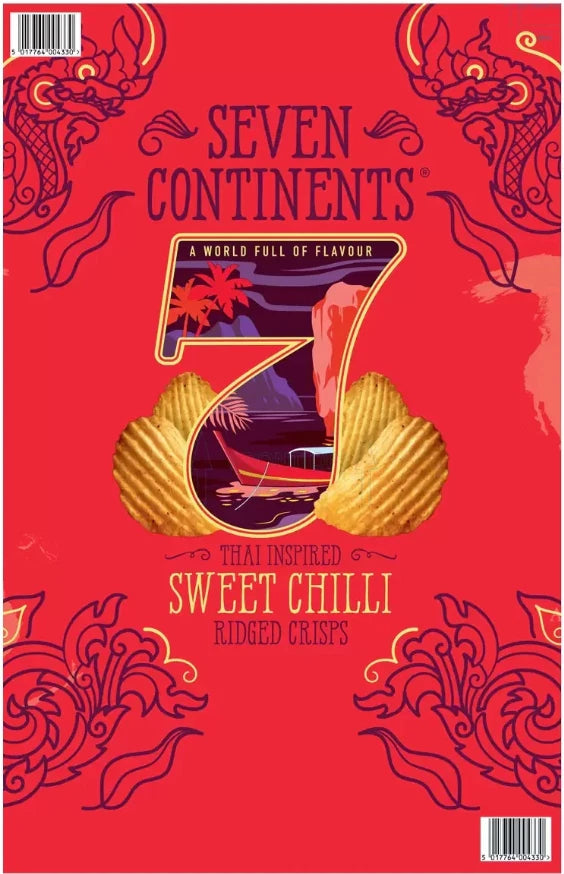 Seven Continents Sweet Chilli Crisps Ridge Cut Potato Chip Thai Style Pack 900g